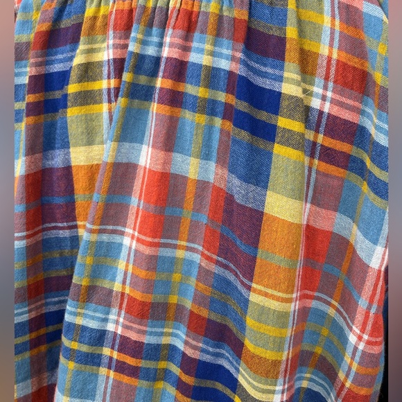 TIME AND TRU Puff Sleeve Plaid Button Down Shirt Blue/Red Multi-XL - Picture 3 of 3